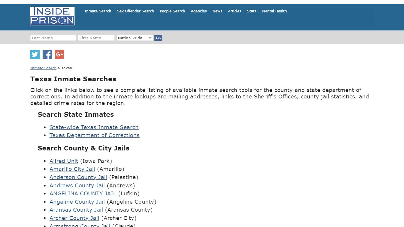 Inmate Search for Texas | Inmate Search | Offender Search - Inside Prison